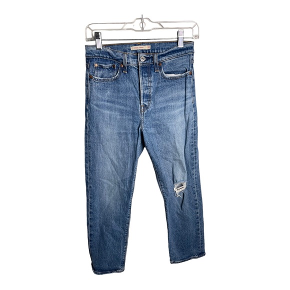 Levis Wedgie Straight Premium Blue Jeans Size 26 - Picture 3 of 16